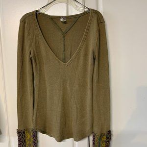 Free People Olive Green Thermal Knit Cuff Size XS